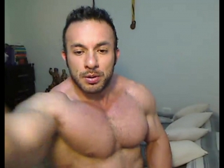 muscular hunk jerks off and plays with ass on webcams 6
